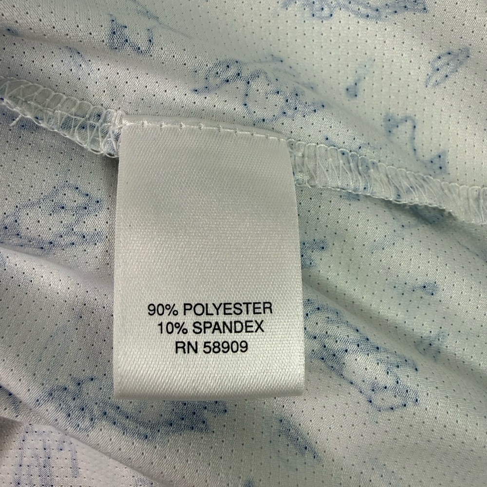 Roundtree & Yorke Bull Riding Rodeo White Blue Print Golf Polo Shirt Size 2XT - Picture 5 of 8
